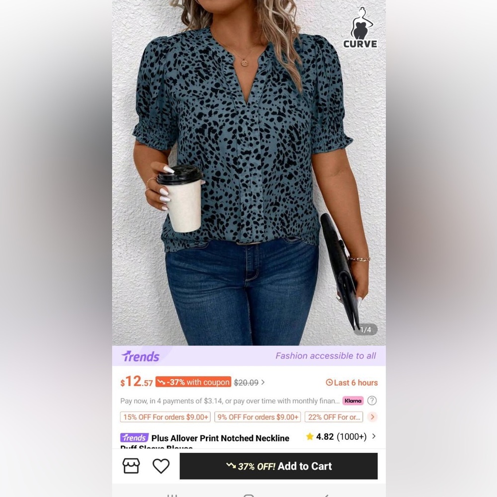 Blue Leopard Print Women's Top